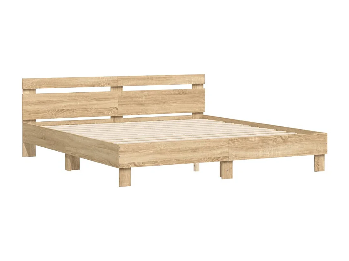 Bedframe met hoofdeinde en LED sonoma eikenkleurig 180x200 cm