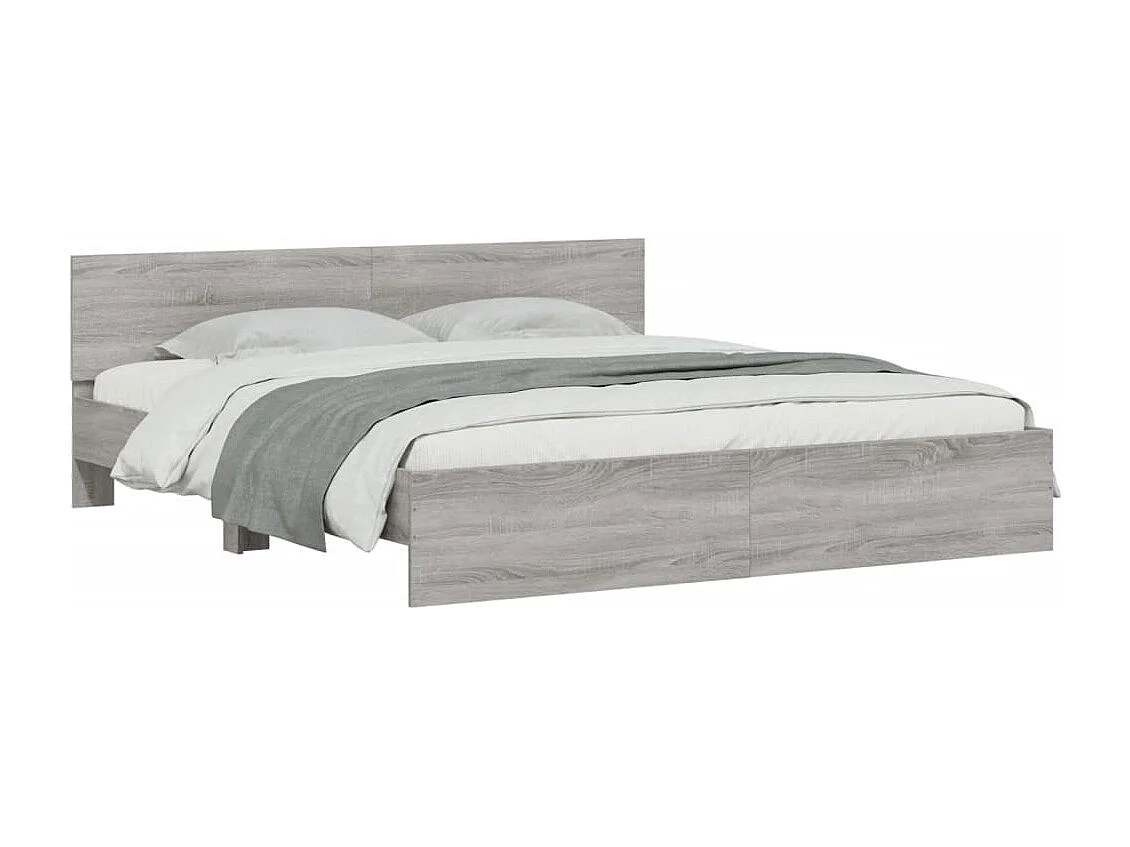 Giroletto con Testiera e LED Grigio Sonoma 200x200 cm