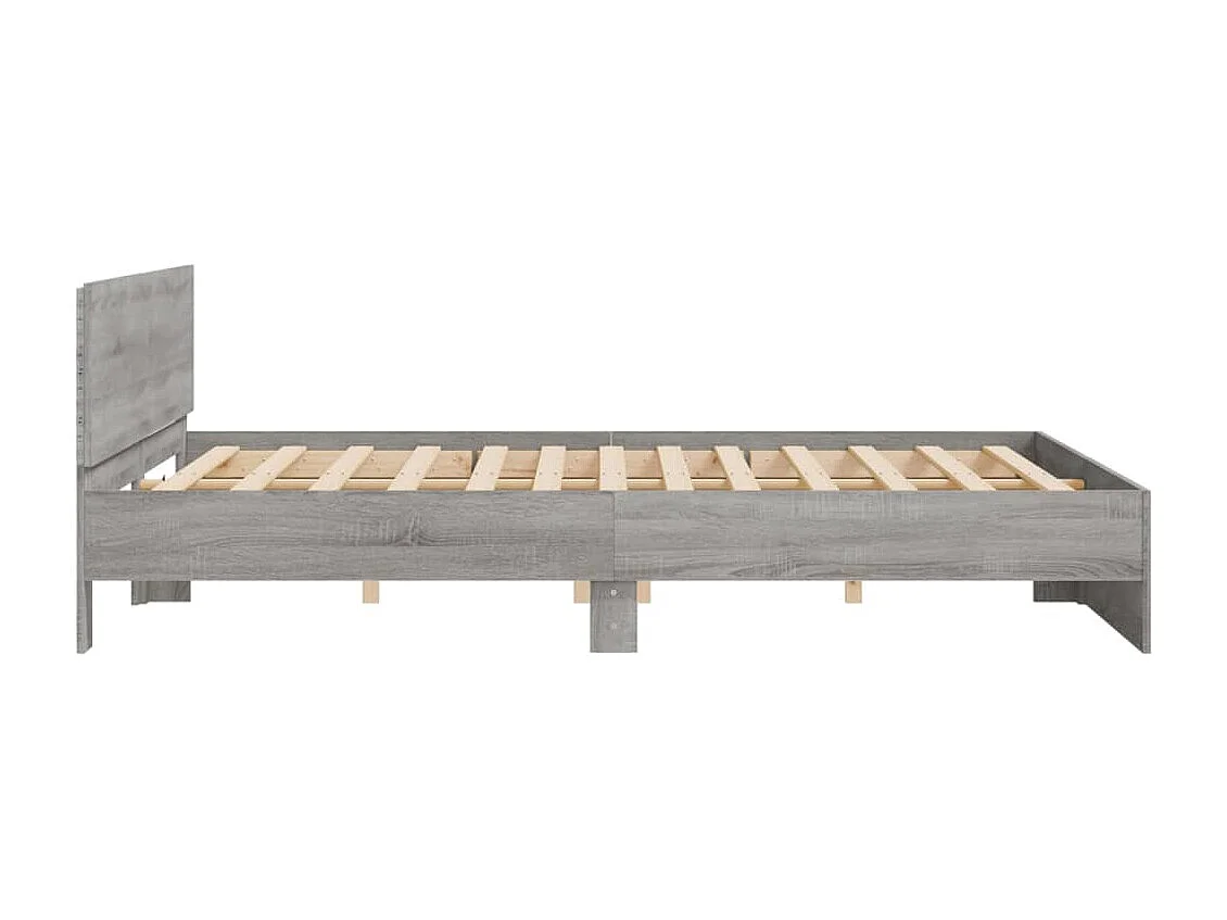 Giroletto con Testiera e LED Grigio Sonoma 200x200 cm
