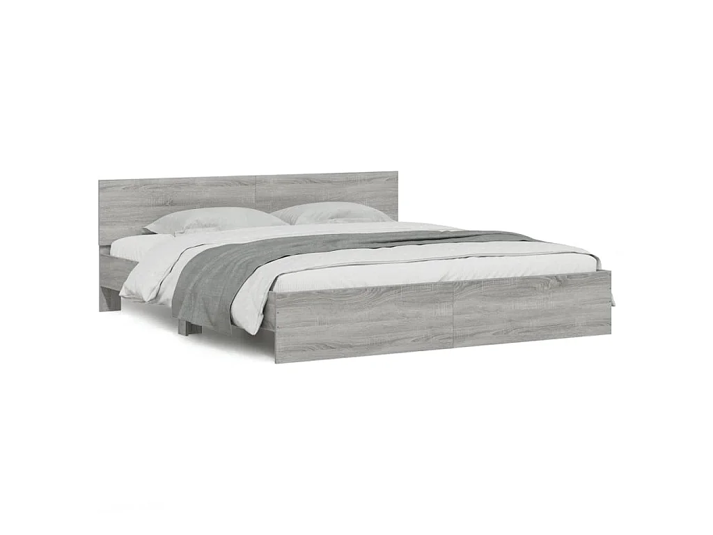 Cadre de lit avec LED sans matelas sonoma gris 200x200 cm