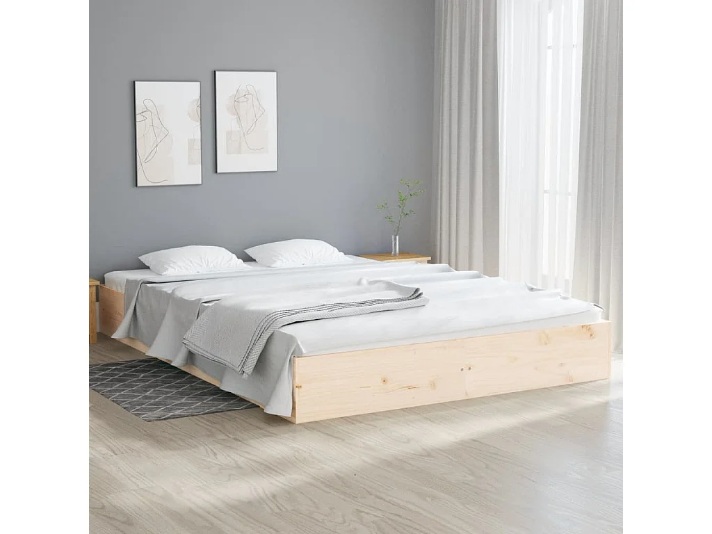 Cadre de lit sans matelas bois massif 180x200 cm