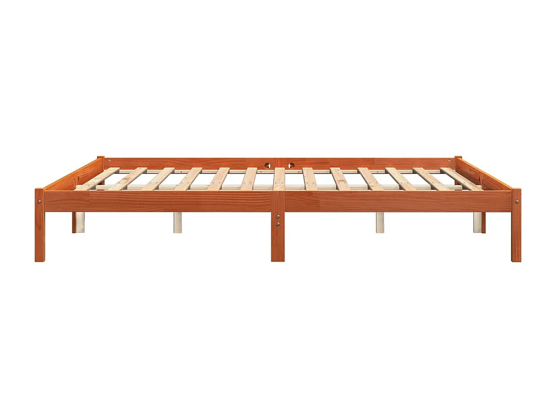 Cadre de lit sans matelas cire marron 200x200cm bois pin massif