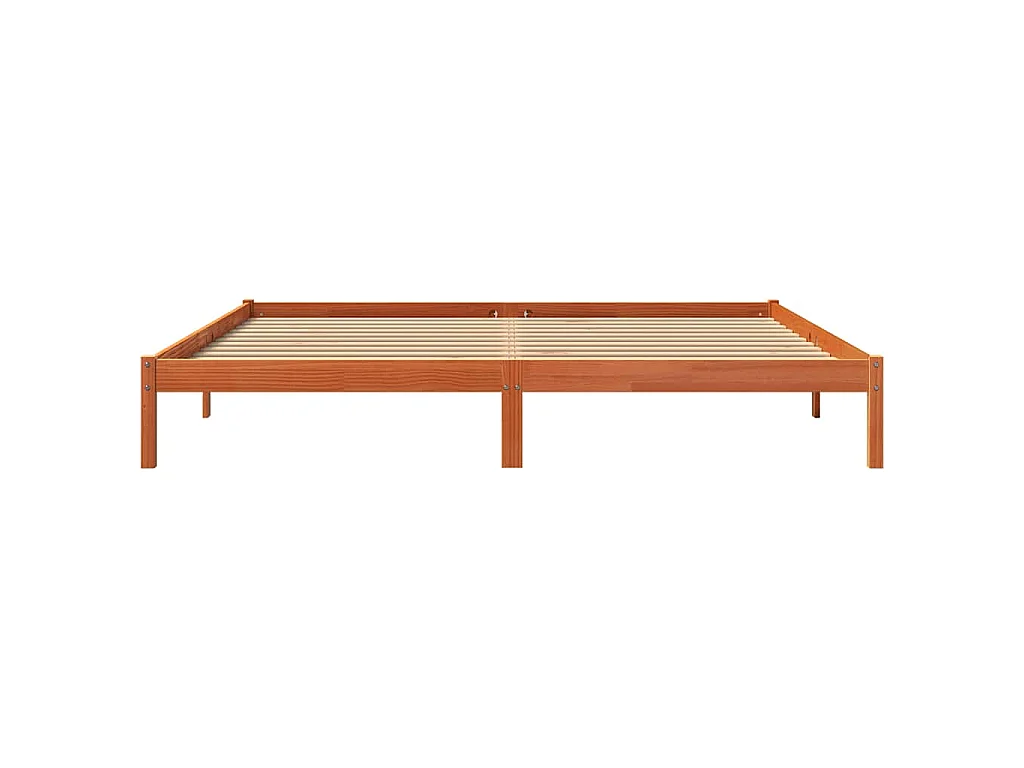 Cadre de lit sans matelas cire marron 200x200cm bois pin massif
