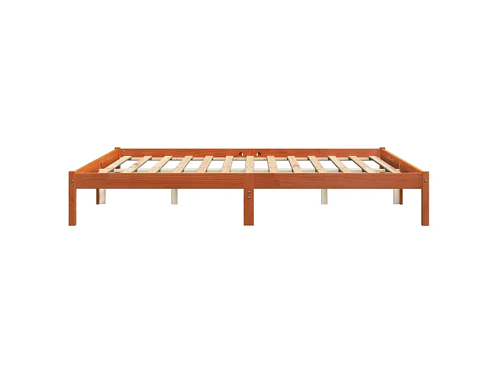 Cadre de lit sans matelas cire marron 200x200cm bois pin massif