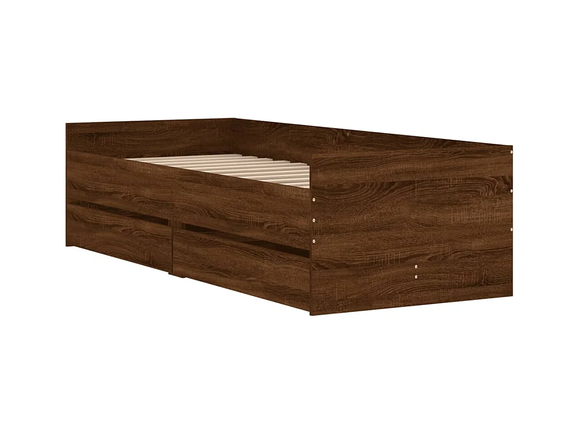 Bettgestell mit Schubladen Braun Eichen-Optik 90x200 cm