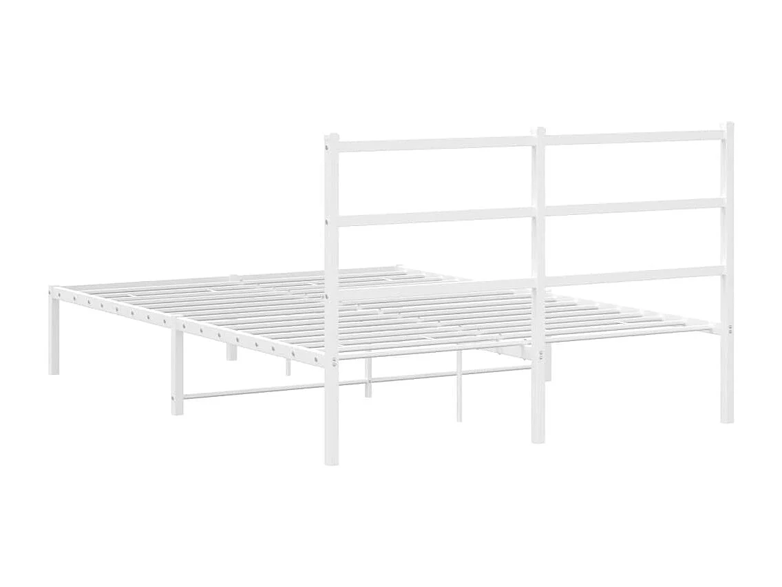 Cadre de lit métal sans matelas et tête de lit blanc 140x190 cm
