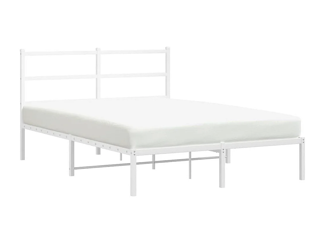 Cadre de lit métal sans matelas et tête de lit blanc 140x190 cm