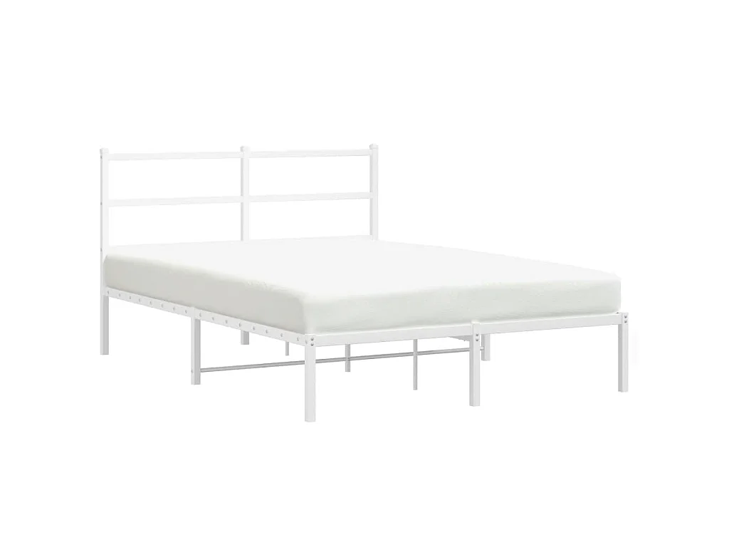 Bettgestell mit Kopfteil Metall Weiß 140x190 cm