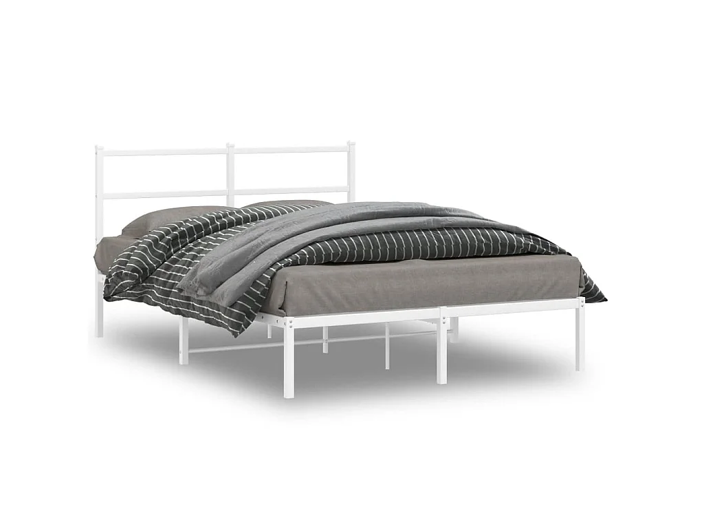 Bettgestell mit Kopfteil Metall Weiß 140x190 cm