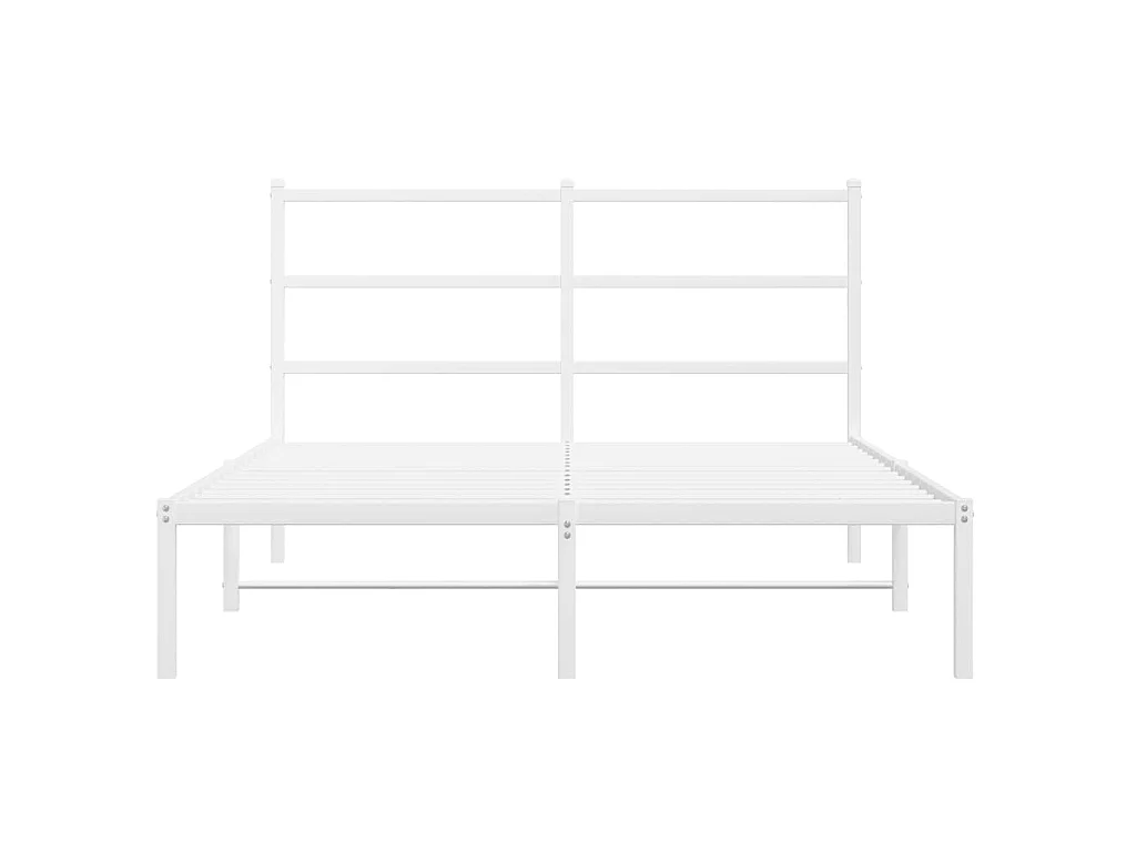 Bettgestell mit Kopfteil Metall Weiß 140x190 cm
