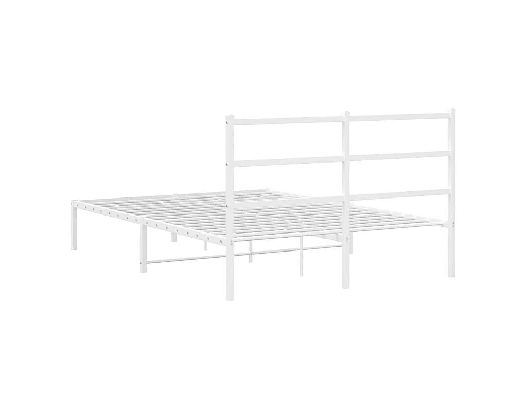 Bettgestell mit Kopfteil Metall Weiß 140x190 cm
