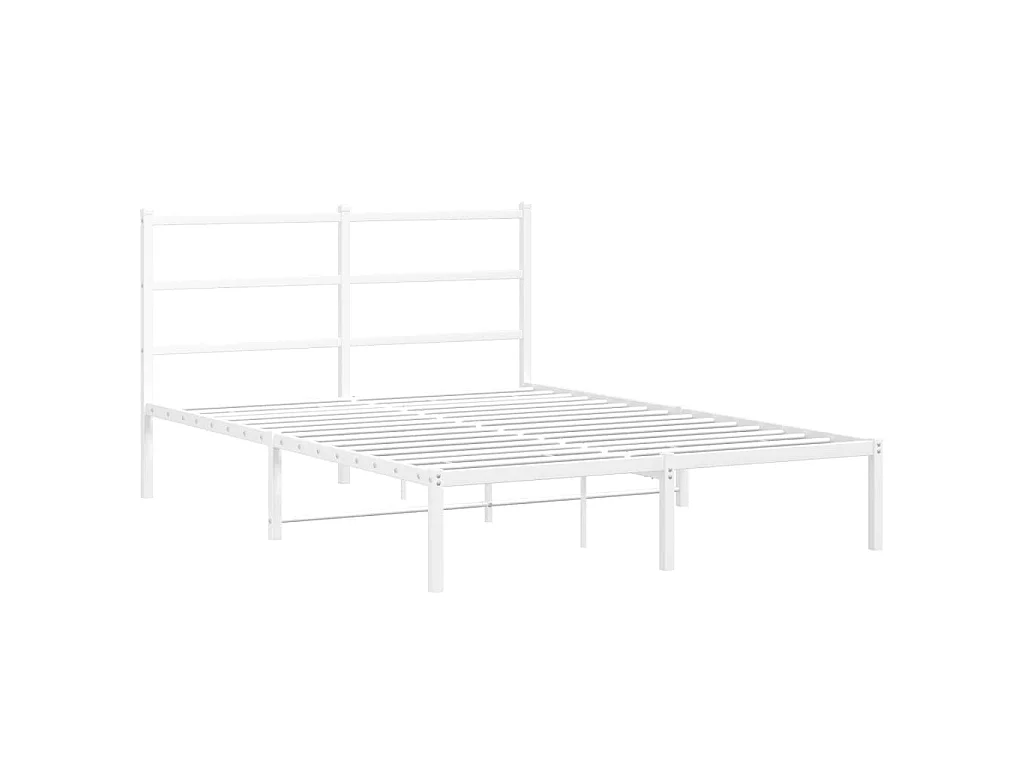 Cadre de lit métal sans matelas et tête de lit blanc 140x190 cm