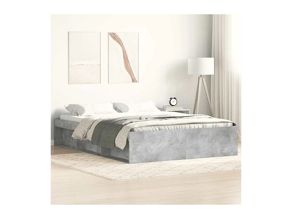 Cadre de lit sans matelas gris béton 140x190 cm
