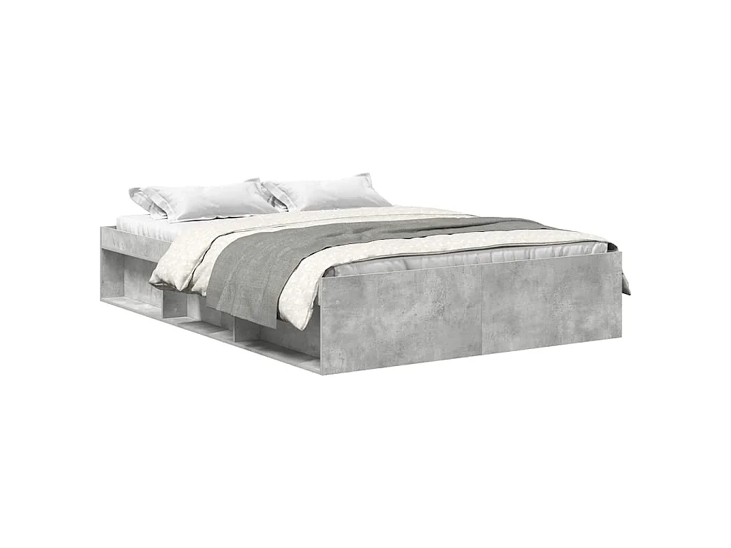 Cadre de lit sans matelas gris béton 140x190 cm