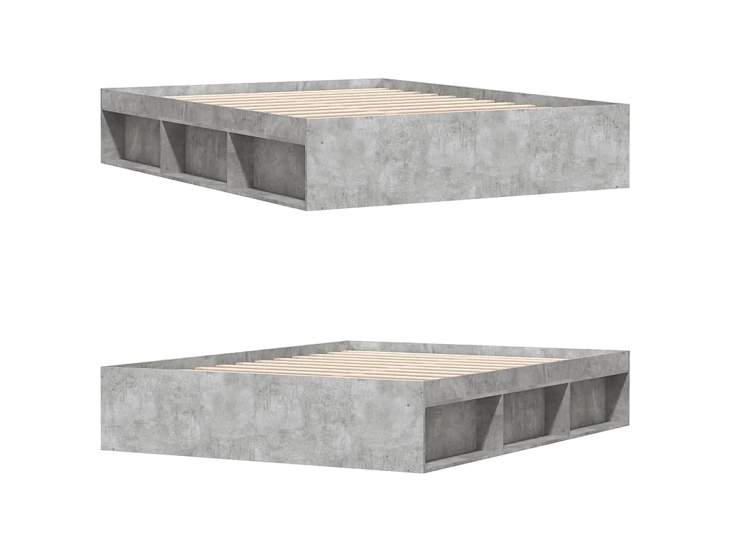 Cadre de lit sans matelas gris béton 140x190 cm