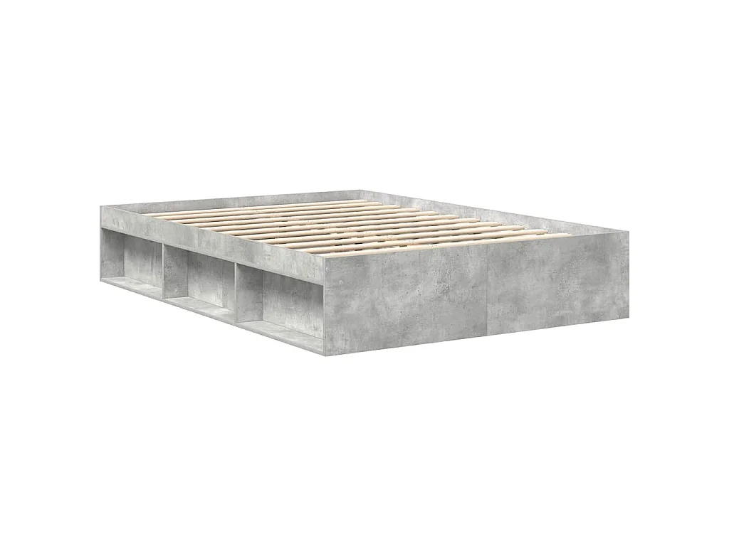 Cadre de lit sans matelas gris béton 140x190 cm