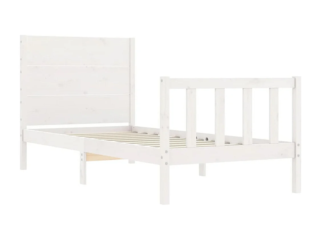Giroletto con Testiera Bianco Small Single Legno Massello