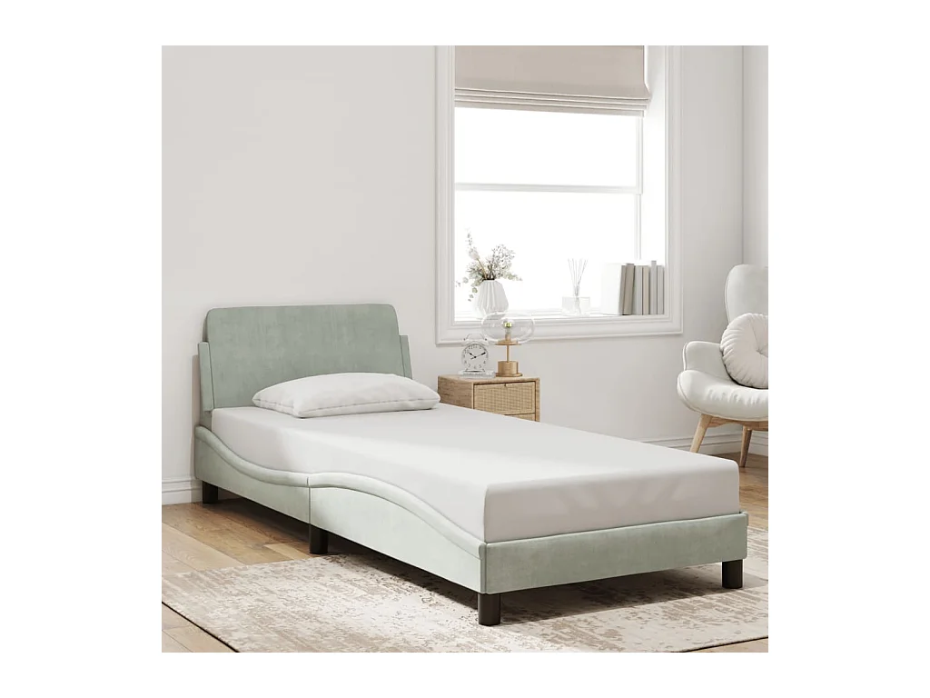 Bedframe "Dover" 90x190 cm fluweel lichtgrijs
