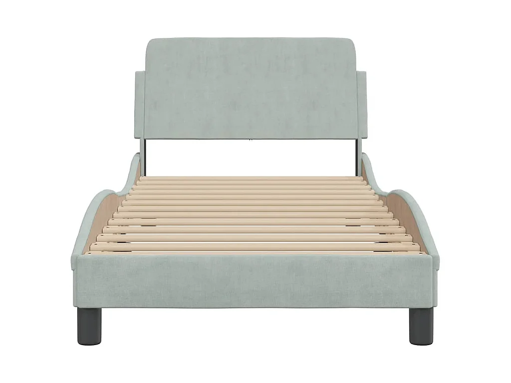 Cadre de lit Dover gris clair 90x190 cm velours