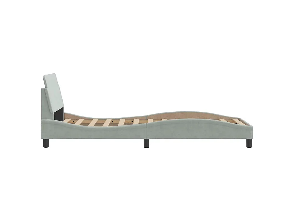 Cadre de lit Dover gris clair 90x190 cm velours