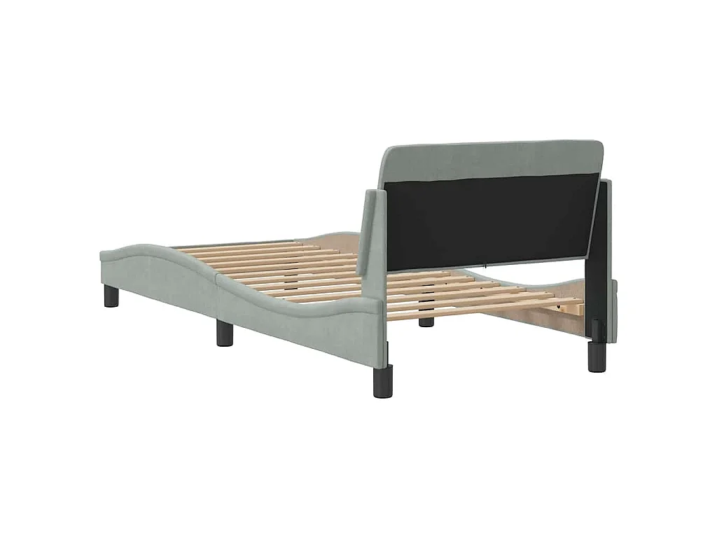 Cadre de lit Dover gris clair 90x190 cm velours