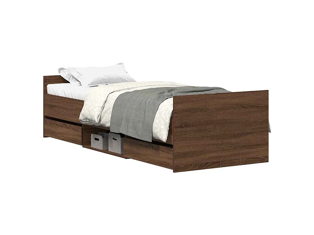Bedframe hoofd- en voeteneinde bruin eikenkleur 100x200 cm