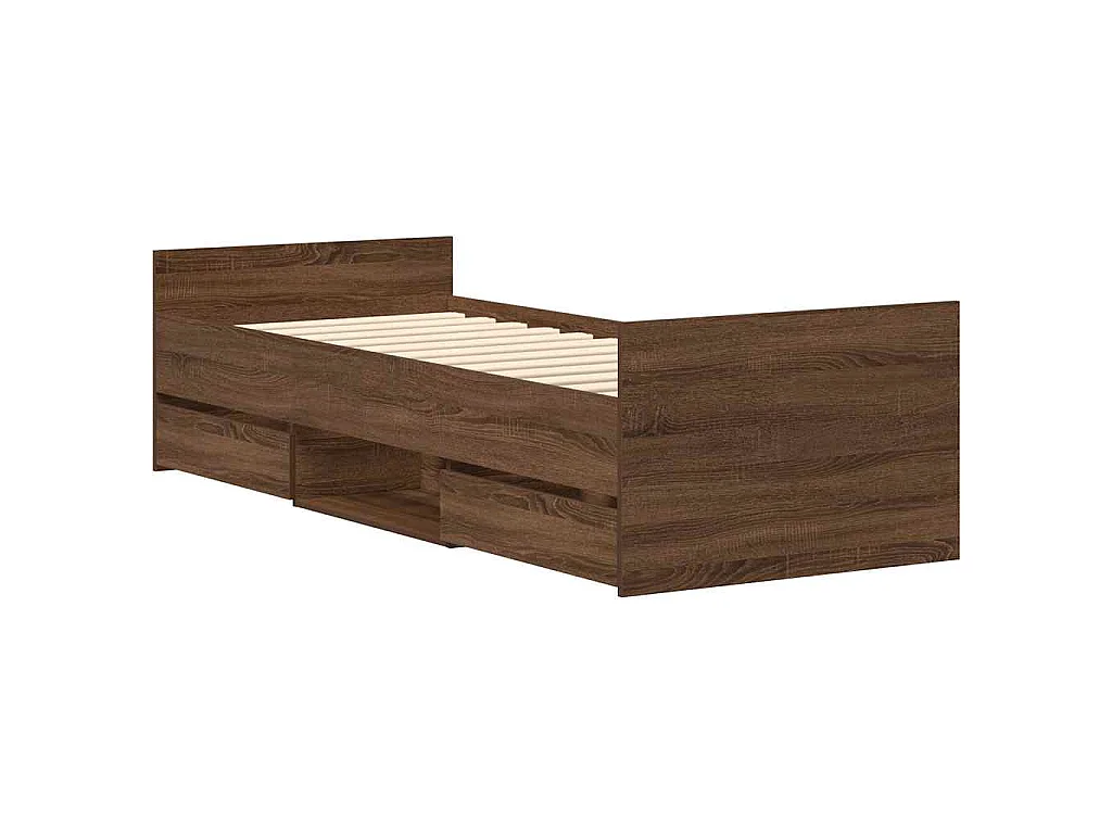 Bedframe hoofd- en voeteneinde bruin eikenkleur 100x200 cm