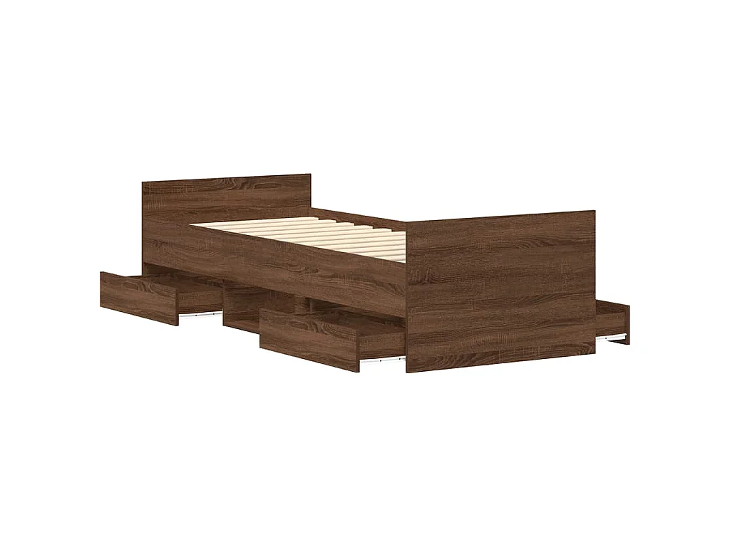 Bedframe hoofd- en voeteneinde bruin eikenkleur 100x200 cm