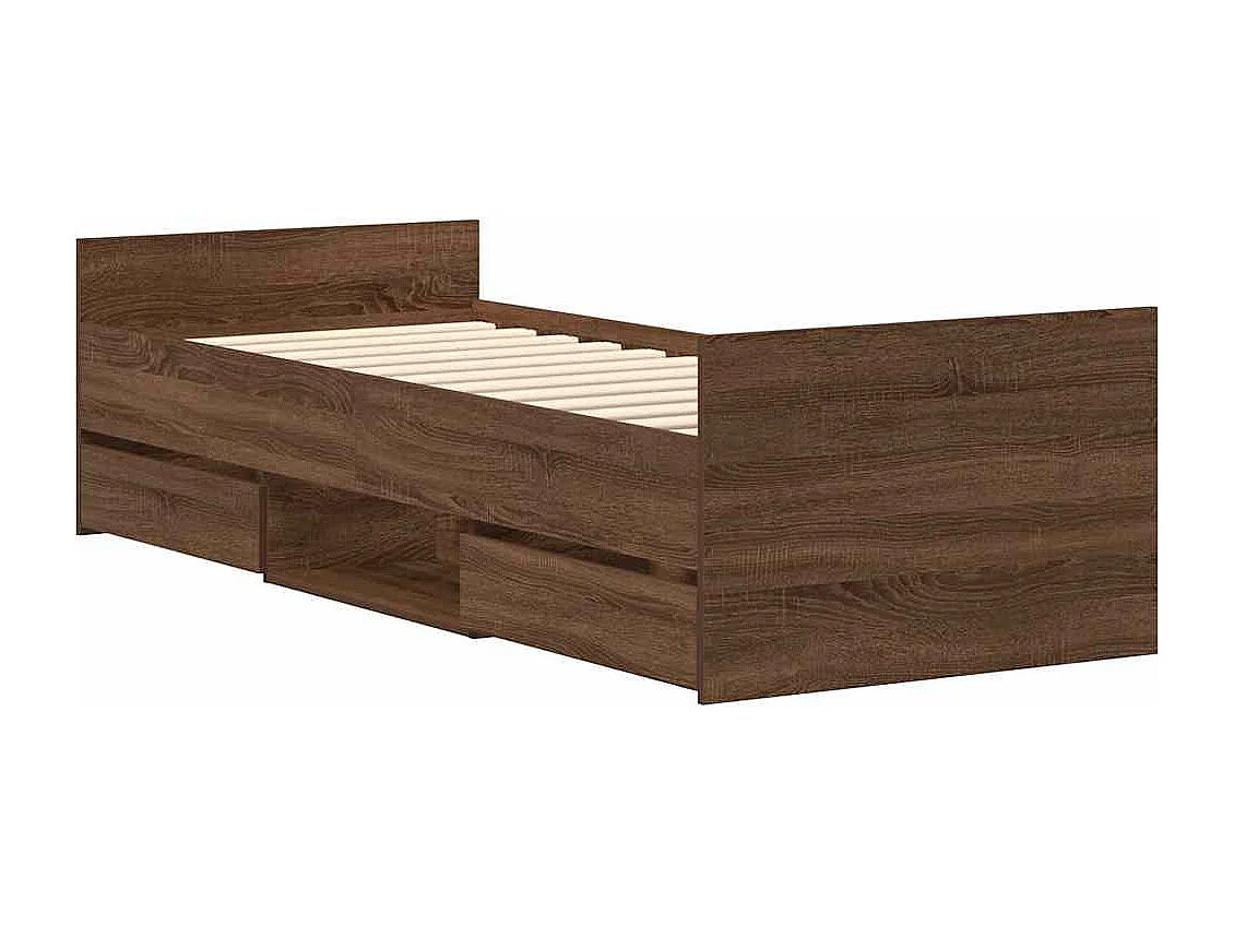 Bedframe hoofd- en voeteneinde bruin eikenkleur 100x200 cm