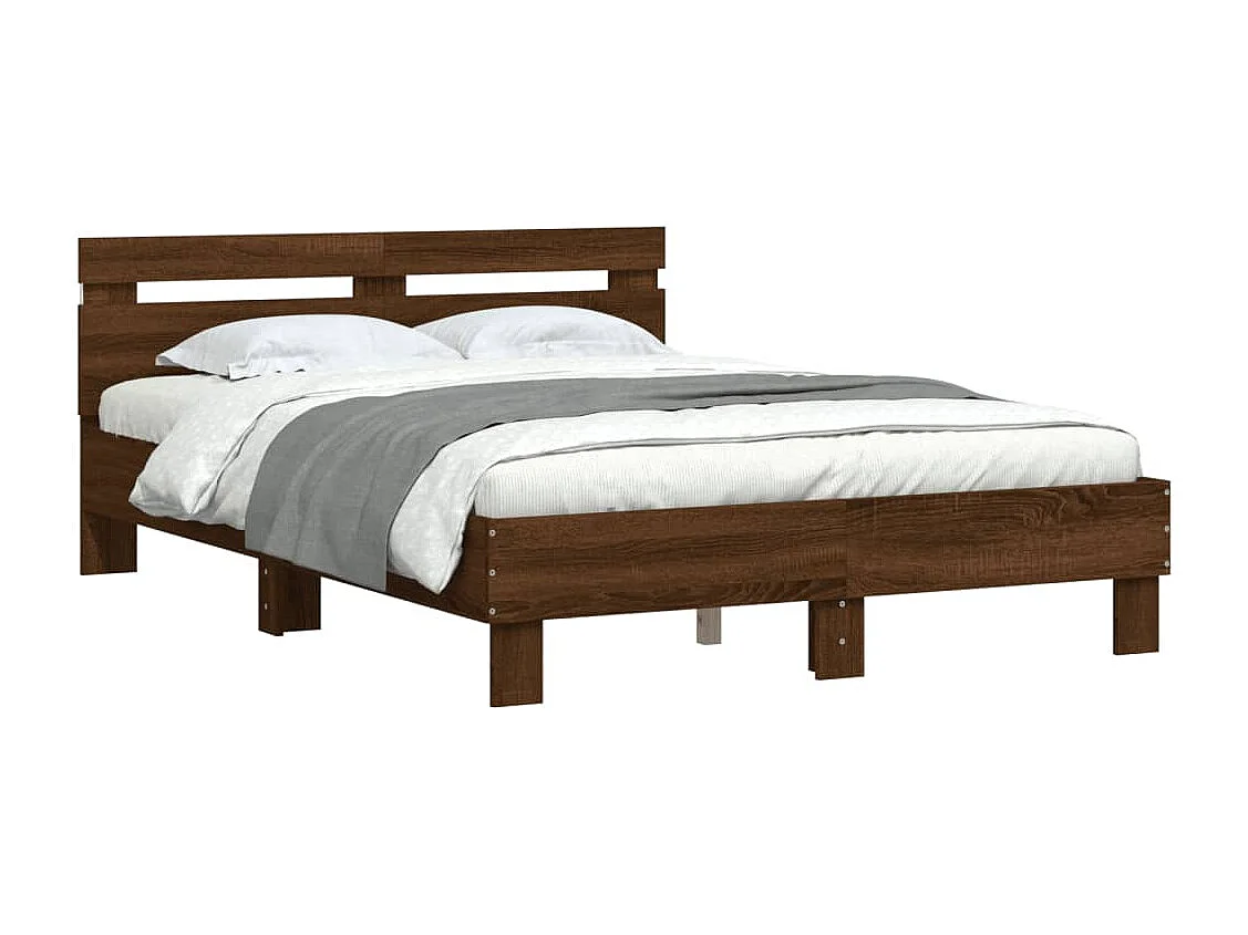 Cadre de lit avec LED sans matelas chêne marron 120x200 cm