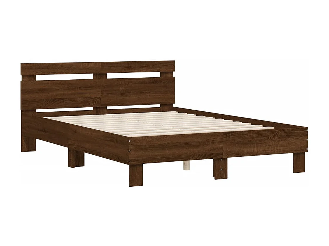 Cadre de lit avec LED sans matelas chêne marron 120x200 cm
