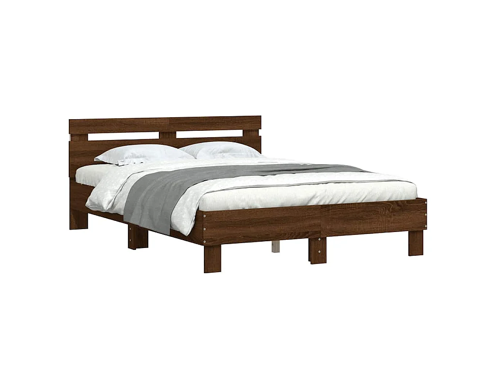 Cadre de lit avec LED sans matelas chêne marron 120x200 cm
