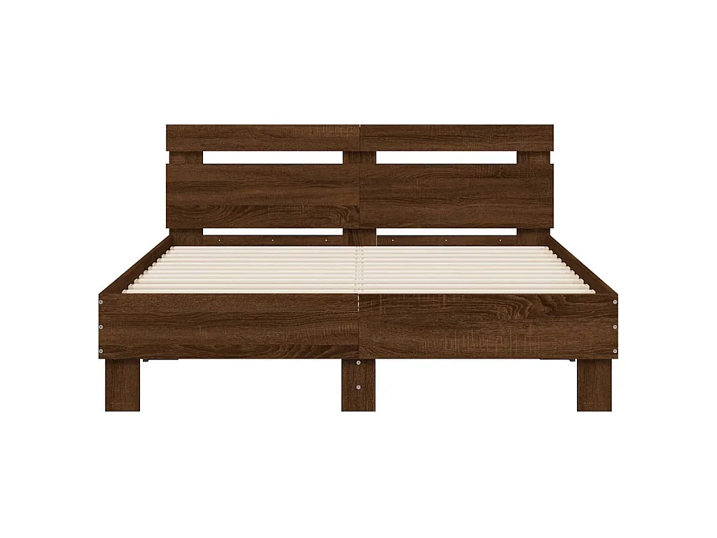 Cadre de lit avec LED sans matelas chêne marron 120x200 cm