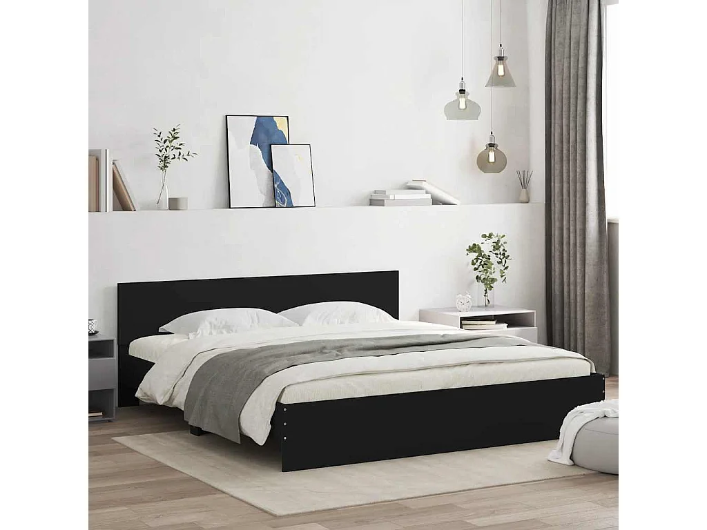 Cadre de lit sans matelas noir 180x200 cm