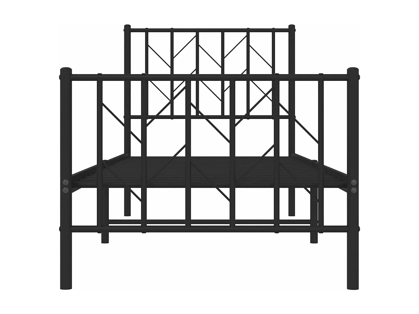 Estrutura de cama com cabeceira e pés 75x190 cm metal preto