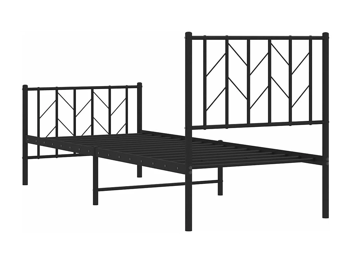 Estrutura de cama com cabeceira e pés 75x190 cm metal preto