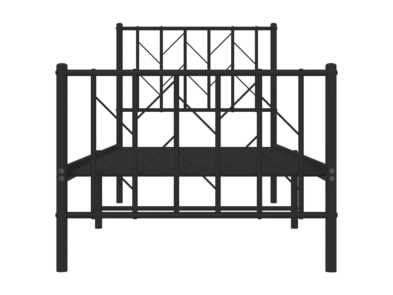 Bedframe met hoofd- en voeteneinde metaal zwart 75x190 cm