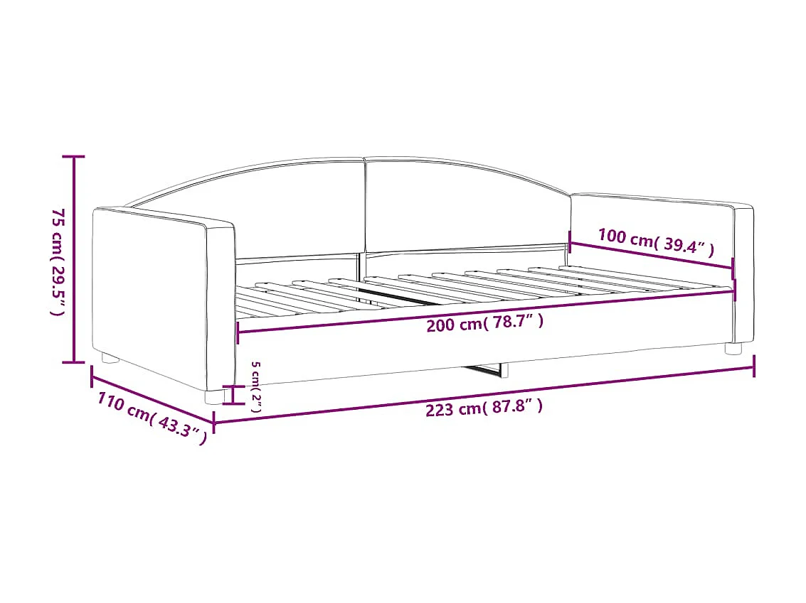 Sofá cama sin colchón tela gris taupe 100x200 cm