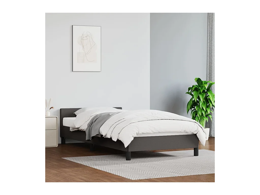 Cadre de lit avec tête de lit sans matelas gris 90x200 cm