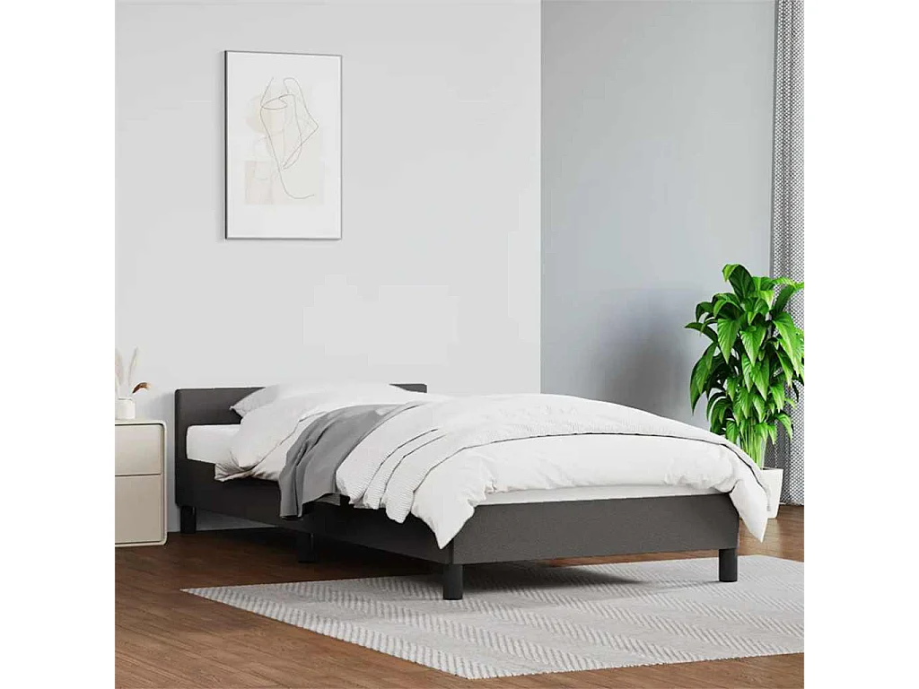 Cadre de lit avec tête de lit sans matelas gris 90x200 cm