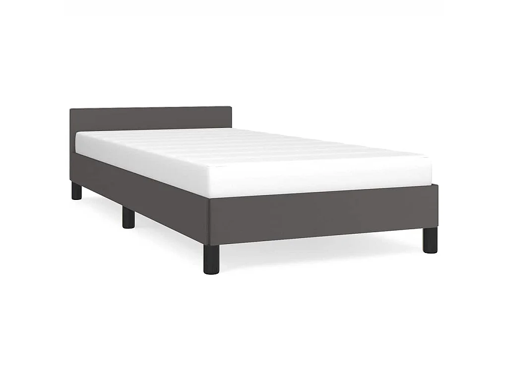 Cadre de lit avec tête de lit sans matelas gris 90x200 cm