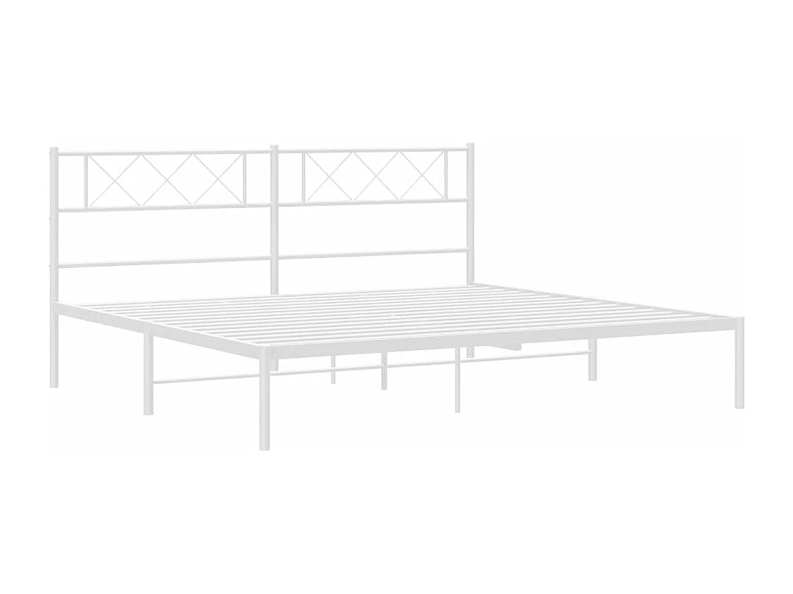 Bedframe met hoofdbord metaal wit 200x200 cm