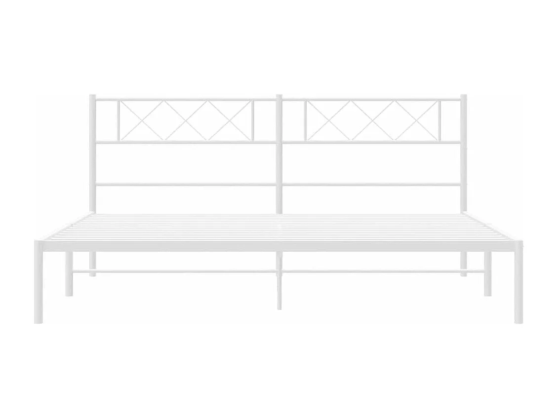 Bedframe met hoofdbord metaal wit 200x200 cm