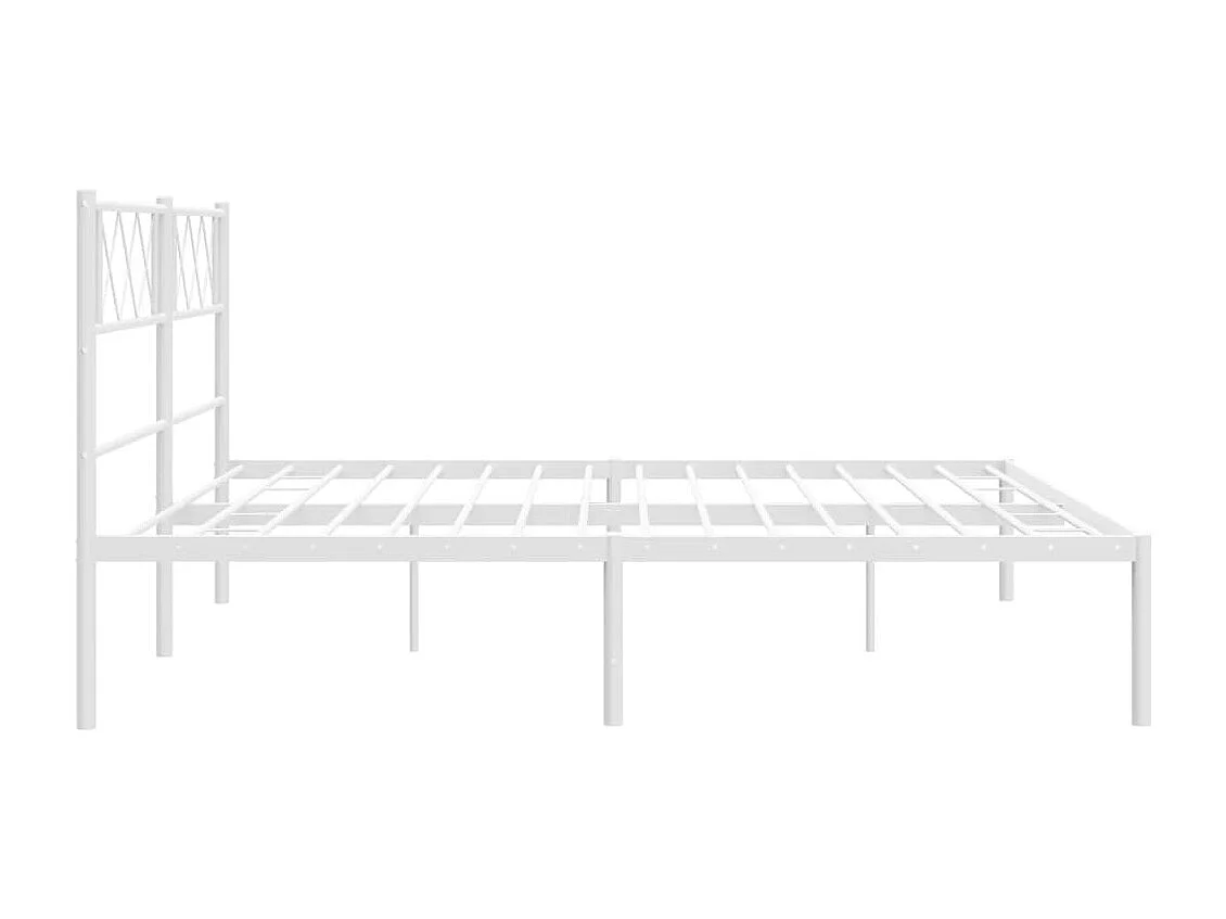 Bedframe met hoofdbord metaal wit 200x200 cm