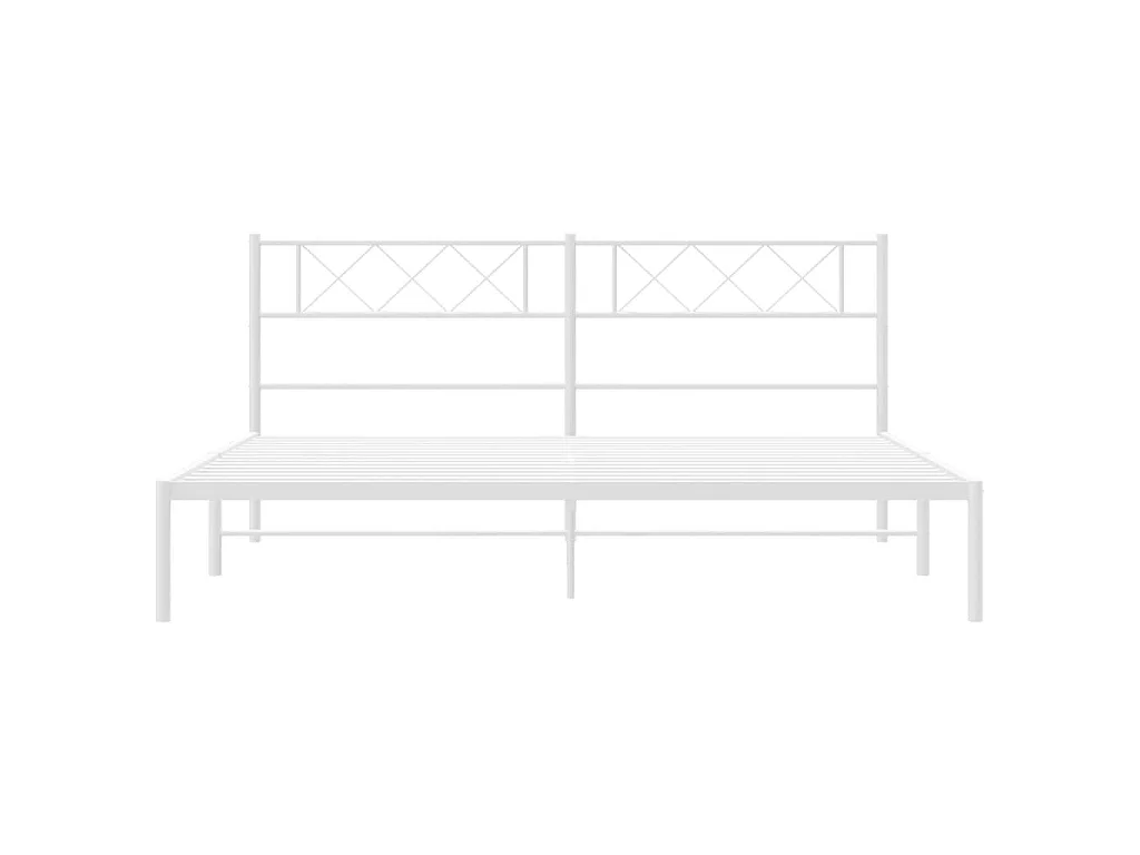 Cadre de lit métal sans matelas et tête de lit blanc 200x200 cm