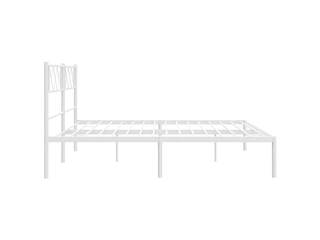 Cadre de lit métal sans matelas et tête de lit blanc 200x200 cm