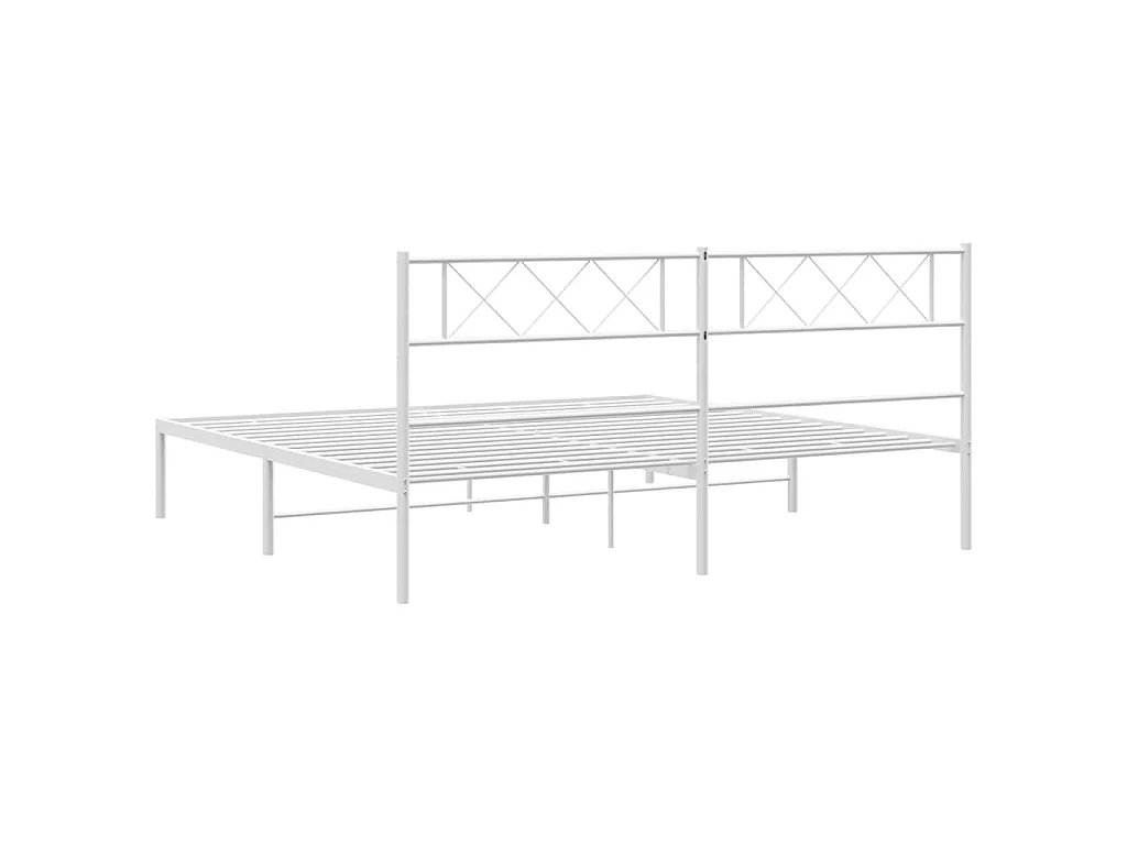 Cadre de lit métal sans matelas et tête de lit blanc 200x200 cm