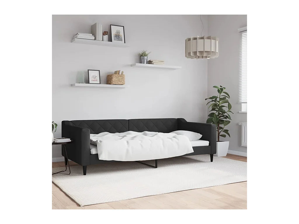 Lit de repos sans matelas noir 90x200 cm tissu