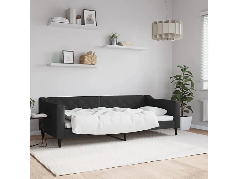 Lit de repos sans matelas noir 90x200 cm tissu