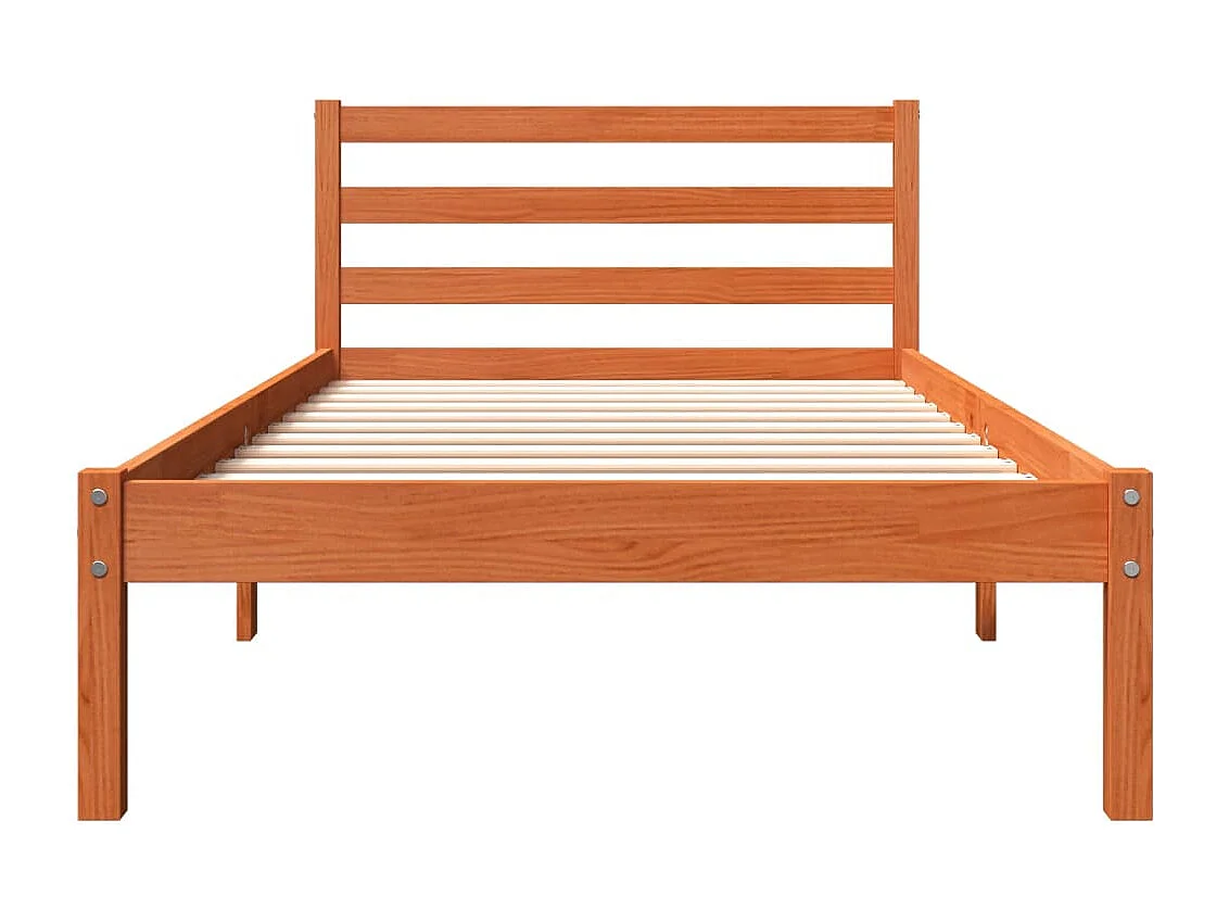Cadre de lit sans matelas cire marron 75x190 cm bois pin massif